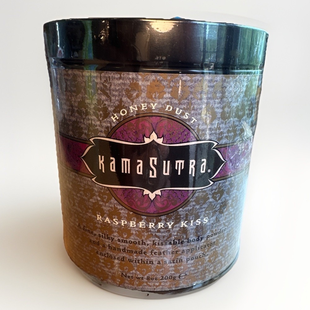 Kama Sutra Vintage Raspberry Kiss Honey Dust Body Powder New Feather Satin Pouch